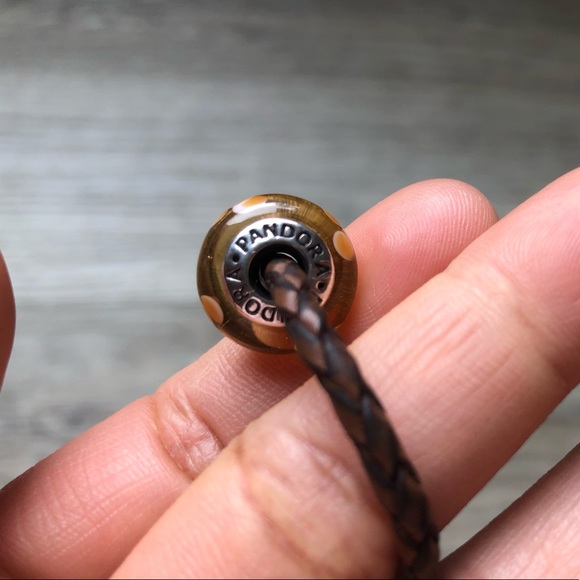 Pandora Brown Leather Bracelet Wrap Around Wrist Twice / Necklace with 11 Charms - Picture 9 of 13